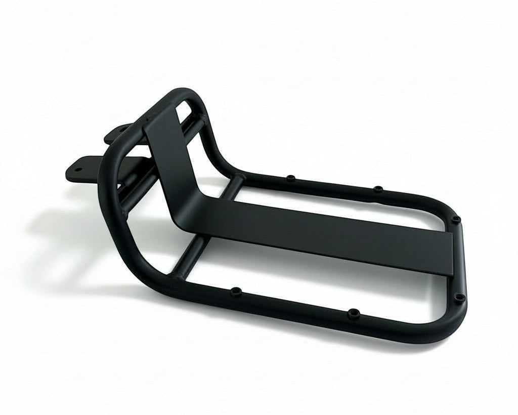 Molenstraat Fatbikes black metal front luggage rack for fatbikes with a sturdy frame and mounting bracket