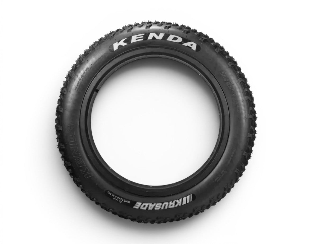 Molenstraat Fatbikes Kenda Krusade 20x4 inch black fatbike tire with knobby tread for off-road and urban riding