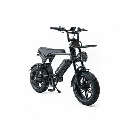 Molenstraat Fatbikes MINI MS black 16-inch electric fatbike with dual suspension and integrated LED lighting